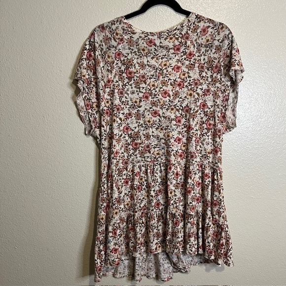 True Craft Plus Size 1X Floral Tiered Babydoll Tunic V Neck Top Cottage Prairie - Picture 8 of 9